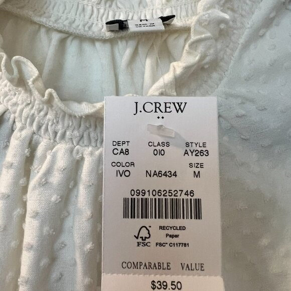 J. Crew Ruffle Neck Clipped Dot Sleeveless Blouse in Ivory - NWT - Picture 3 of 6